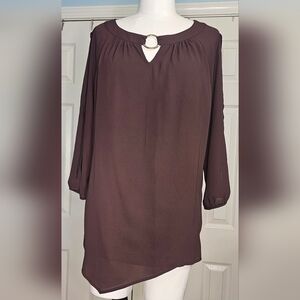 Chico's Brown 3/4 Sleeve Blouse Size M/8